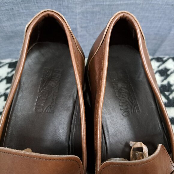 Salvatore Ferragamo Gancini Bit Loafers Men Size 13 Brown Italy